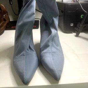 Women's Size 7 Black Pointed Toe Stiletto Heel Pleated Over-the-knee High Boots